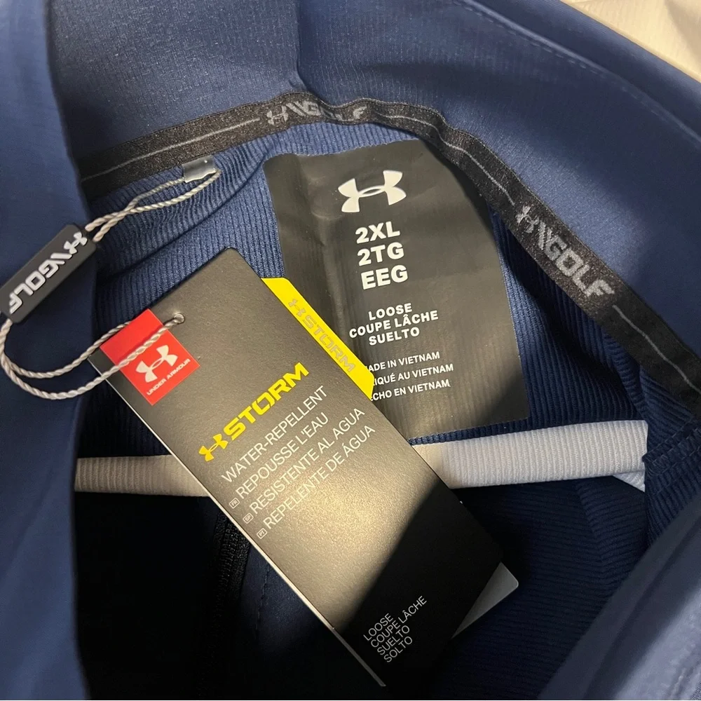 Under Armour blue and white colorblock windbreaker